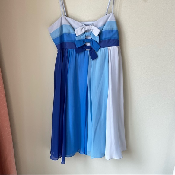 Betsey Johnson Four Shades of Blue Chiffon Mini Dress | Size 2 - Picture 9 of 14